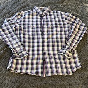 Men's Plaid Button-Up Shirt Size Large